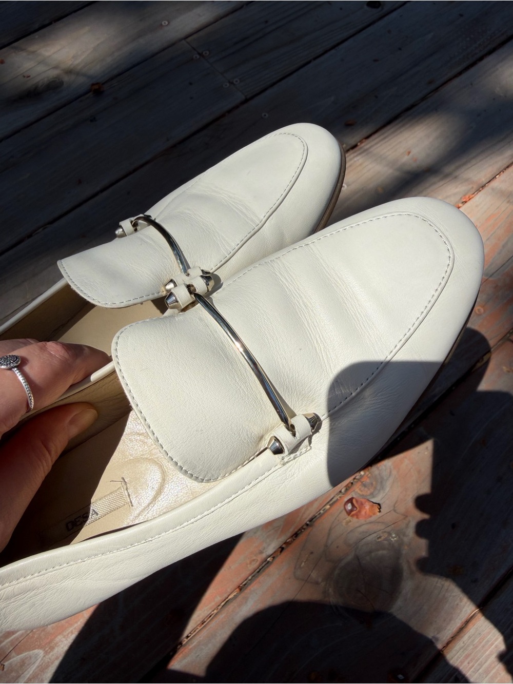 Chic White Leather Loafers DESA Turkey Size 6.5-7